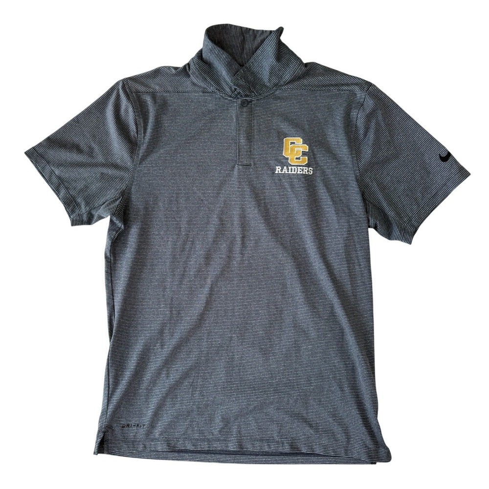 Nike Golf Mens Dri-Fit Striped Polo Shirt Small Blue CC Raiders Short Sleeve